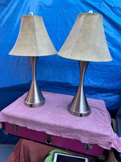 Pair of Brushed Nickel Table Lamps