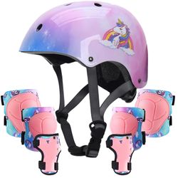 Kids Helmet With Knee Pads Elbow Pads And Wrist Guards,Child Protective Gear For Boys Girls Age 3-5-8 Years Fit Roller Skates, Skateboarding, Scooter 