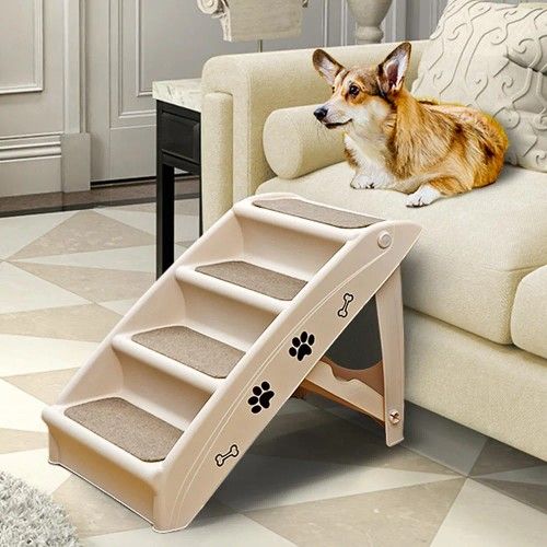 Folding Dog Stairs, Portable Indoor/Outdoor Pet Steps for Bed, Couch, Car, Pet Stairs for Small Pet Dog/Cat