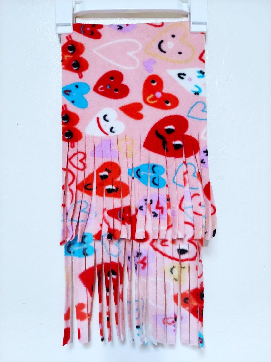 Valentine's Day Pink  And Red Scarves With Hearts