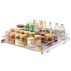 21.5"Wx21 Dx3.5 H Pull Out Cabinet Organizer, Heavy Duty Slide Out Pantry Shelves, Chrome-Plated Steel Roll O Storage for Home, Under Sink, 23" Wx22 D