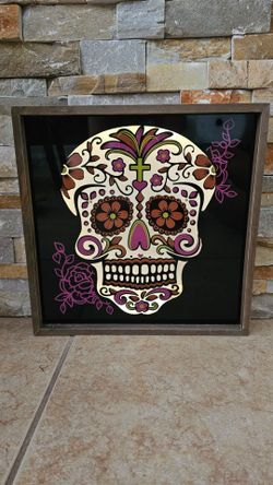 Sugar Skull Light Up Shadow Box | Day of the Dead | Dia De Los Muertos 14" x 14"