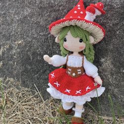 🧶Handmade crocheted mushroom girl