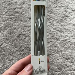 6pcs Birthday Candles Long Spiral Cake Candles Silver