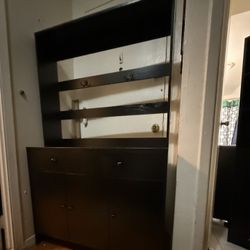 Black Wooden Entryway Storage Cabinet