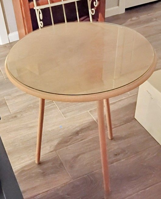 Wooden Card Table With Removable Glass Overlay 