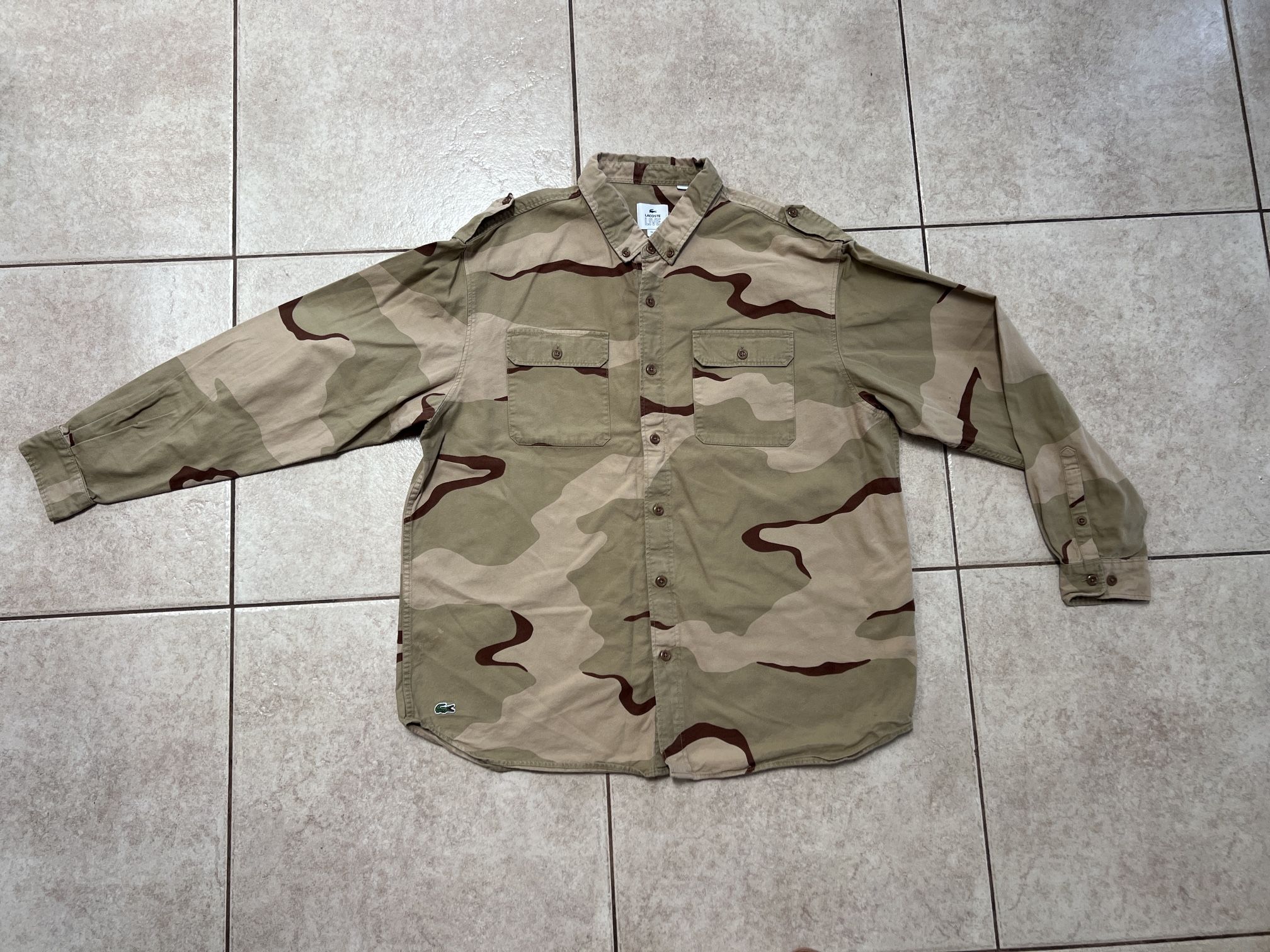 vintage Lacoste camo shirt realtree style army USA, size L