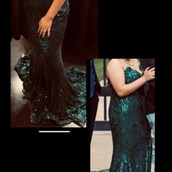 Beautiful emerald green sequin prom dress 
