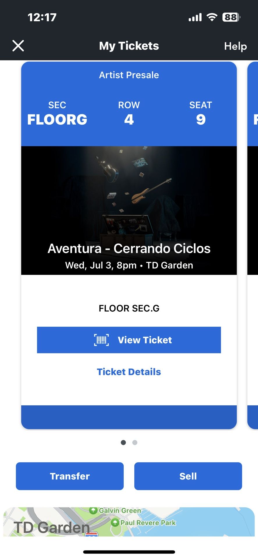 2 Aventura Concert Tickets FLOOR