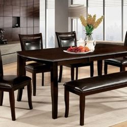 Brand New Dark Cherry & Espresso 6pc Formal Dining Table Set 