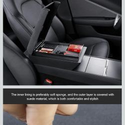 Car Armrest Box Cover Storage Box for 2024 Tesla Model 3 + Model Highland - Enhanced Center Console Organizer with Extra Space, Easy Installation, 