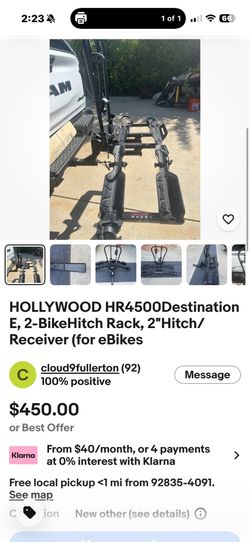 HOLLYWOOD HR4500Destination E, 2-BikeHitch Rack, 2"Hitch/Receiver (for eBikes