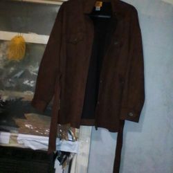 Women's Brown Suede Jacket With Belt 