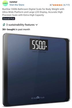 RunStar 550lb Bathroom Digital Scale for Body Weight with Ultra-Wide Platform and Large LCD Display, Accurate High Precision Scale with Extra-High Cap