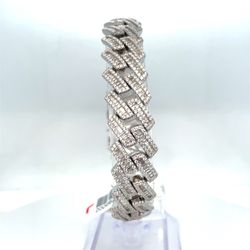 925 Sterling Silver 8” CZ Monaco Style Bracelet 59.70g 14mm 200668