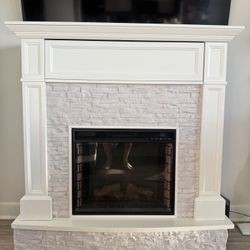 SEI Furniture Jacksdale Faux Stone Indoor Media Fireplace