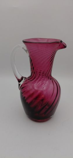 Lovely Vintage Pilgrim Optic Cranberry Glass Pitcher
