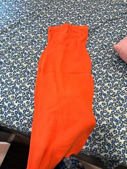 Orange Strapless Bodycon Dress