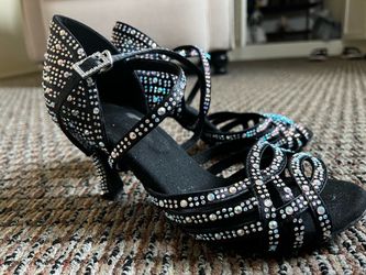 Rhinestone Ballroom / Salsa / Bachata Dance Heels – Size 36 – Worn Once