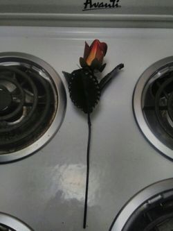 Hand Made Red Rose With Wire Steam.