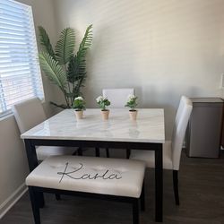 5-Pc White Dining Table Set