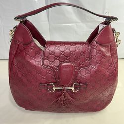 GUCCI Soft Guccissima Medium Emily Hobo Classic Ruby