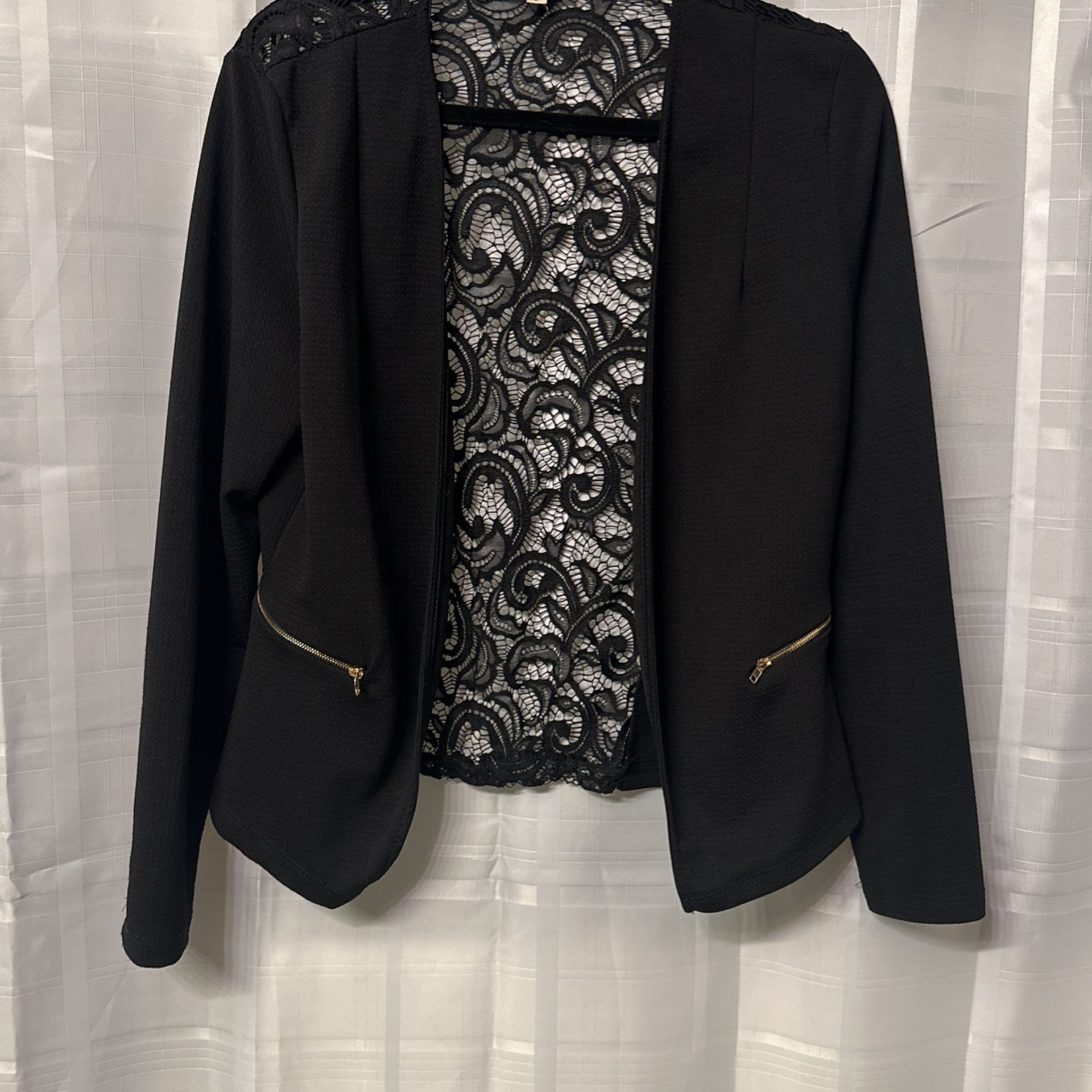 Black Back Laced Cardigan L