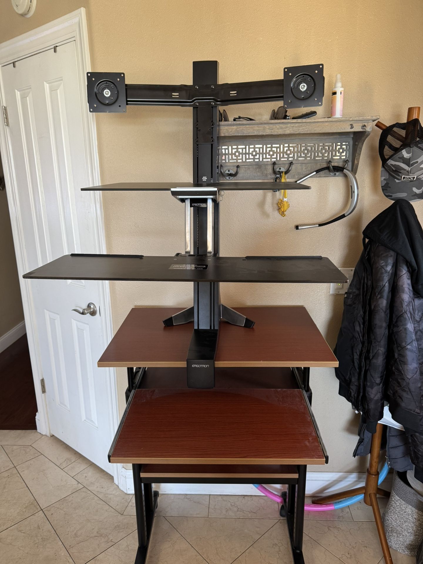 Ergotron Workstation And Table. Both Adjustable