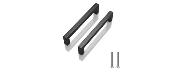 10 Pack 5 inch (128mm) Hole Center Matte Black Cabinet Pulls Stainless Steel Kitchen Cabinet Handles - Square Dresser Handles Drawer Pulls