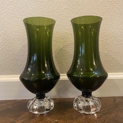 Pair Of MCM Bo Borgstrom Aseda Sweden Glass Vases