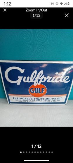 Gulfpride porcelain sign 12.5"x 16"