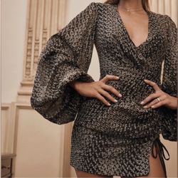 House Of CB Black & Gold Holiday Party Dress Medium 