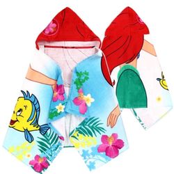 Disney Little Mermaid Hooded Towel – Ariel & Flounder Beach Cover-Up