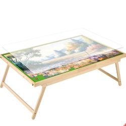 1500 Pieces Puzzle Table with Folding Legs, Wooden Jigsaw Puzzle Board with 4 Drawers and Transparent Protective Cover, Portable Puzzle Gift for 