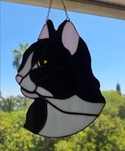 Stained Glass Tuxedo Cat