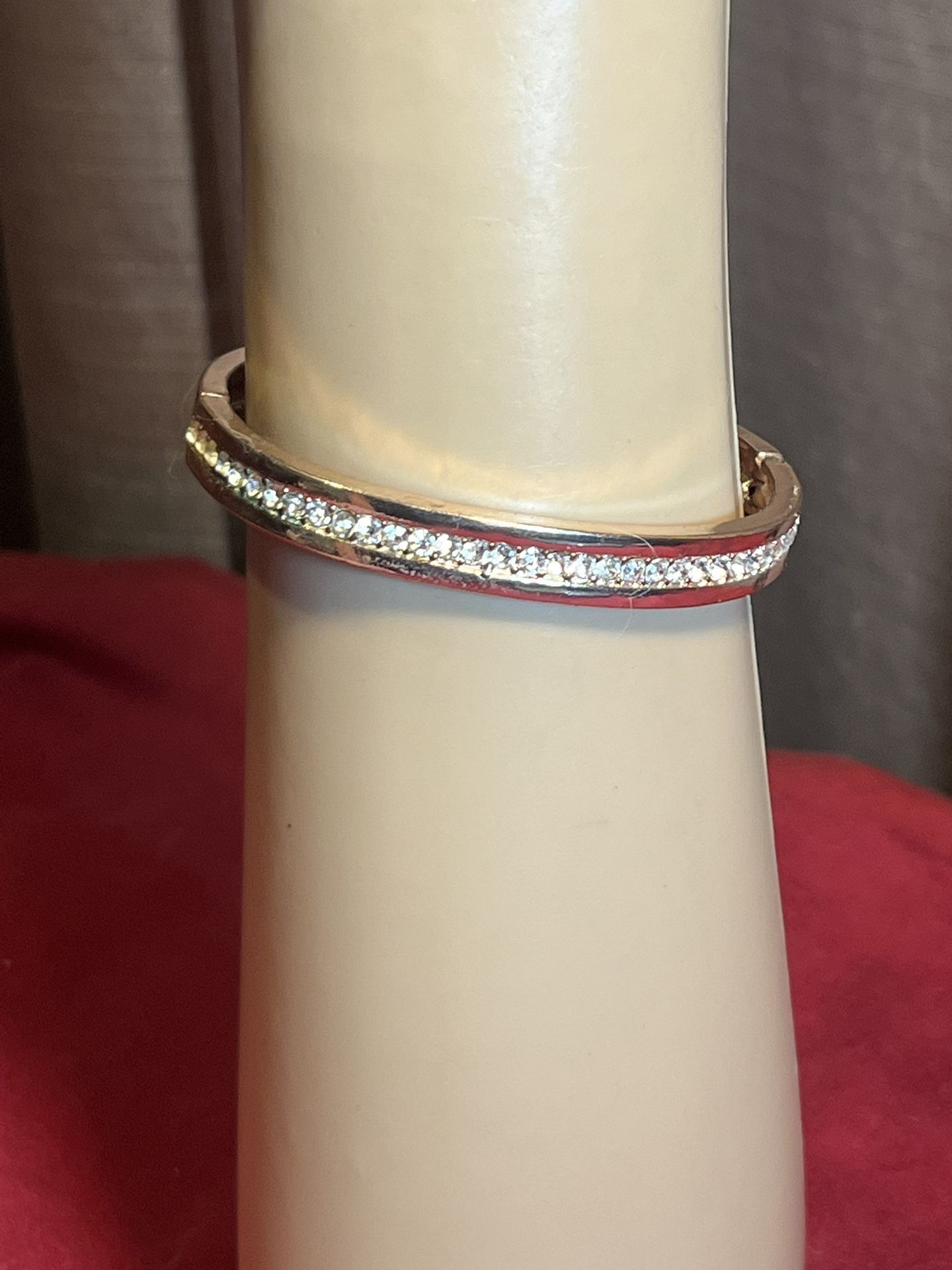 Gold Tone Channel Set Rhinestones Bracelet