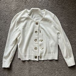 Calvin Klein Women’s Small White Cardigan Gold Accent
