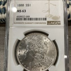 1888 Morgan Silver Dollar Ms63