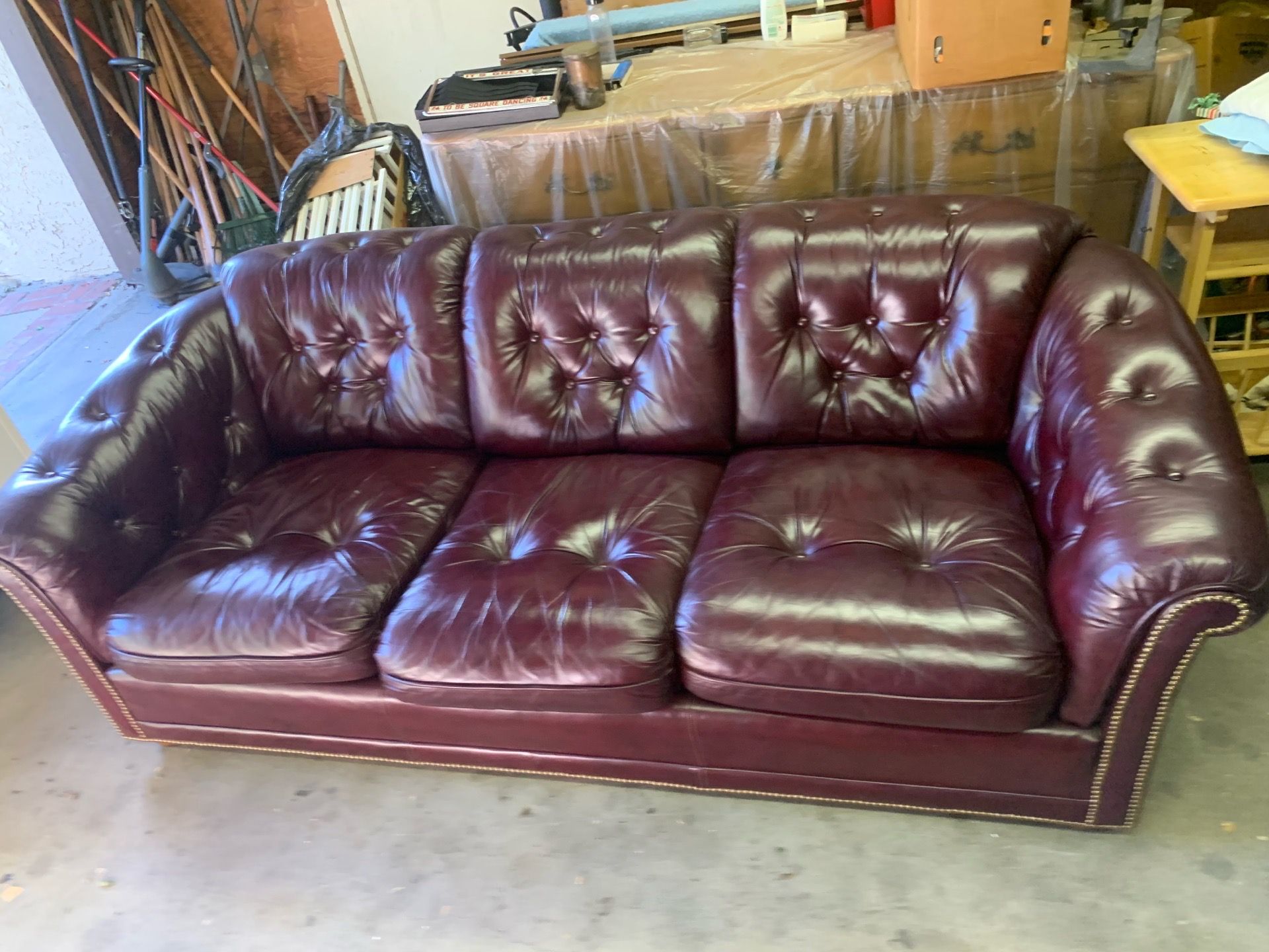 Vintage Cavalier Red Burgundy Leather Couch $875 OBO!