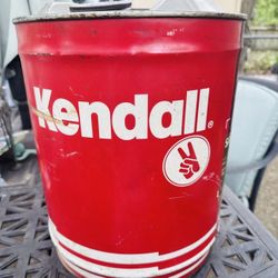KENDALL (RED)  Peace Victory Hand 5 GALLON OIL CAN Empty Weathered Two Metal