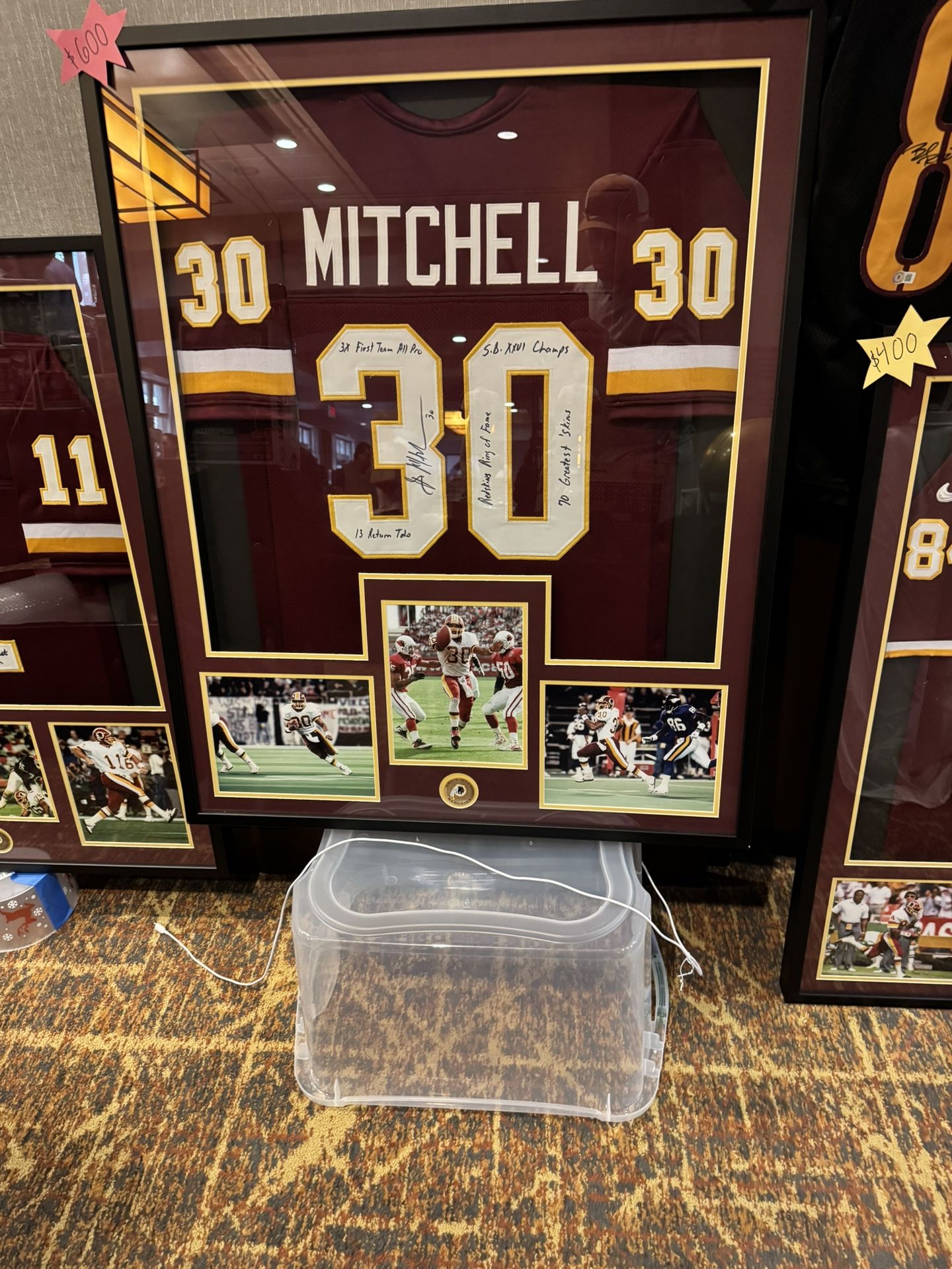 Professionally Framed Autographed Brian Mitchell Washington Redskins Jersey.