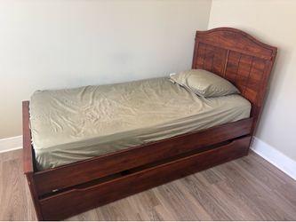 Dark Walnut Twin Bedframe w/ Under Bed Storage