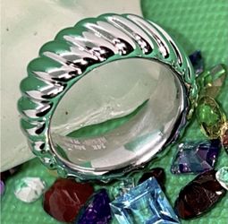 💍 14K White Gold Milor Italy Form Filled Resin Ring 