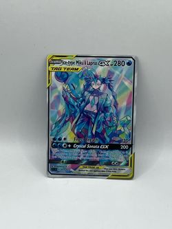 Non TCG Pokemon Ice-Type Miku & Lapras Gx Tag Team Fan Art Card