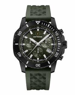Haftavani - HPLS44113.06 - Solar Chronograph – Green 🟢 Face, PVD, Rubber - Swiss Made 🇨🇭