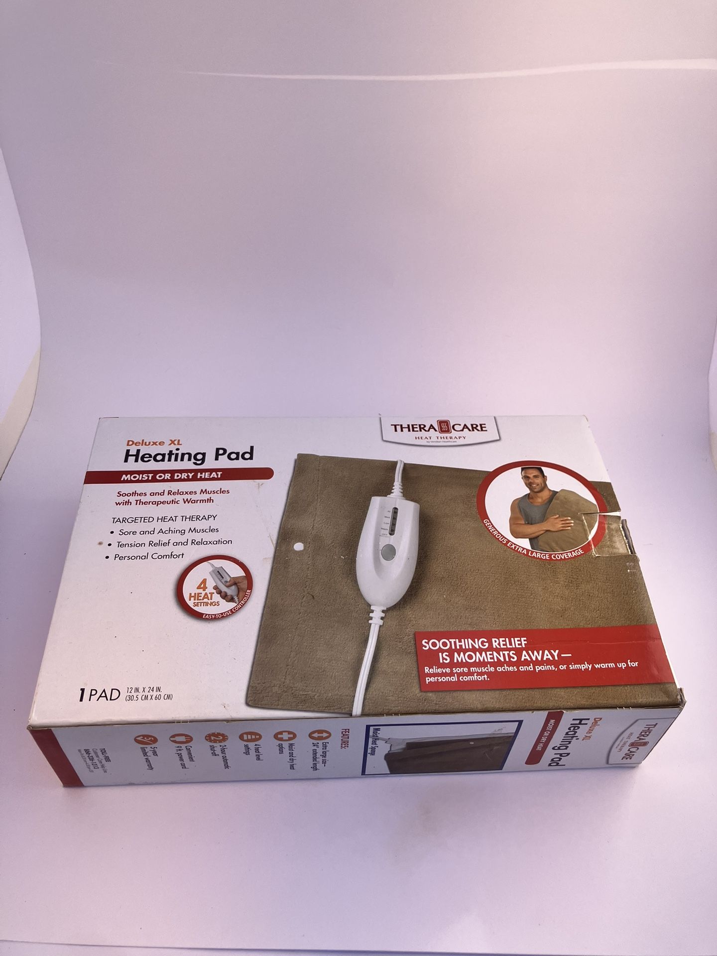BRAND NEW TheraCare Deluxe XL Moist/Dry Heating Pad 12×24” – $30