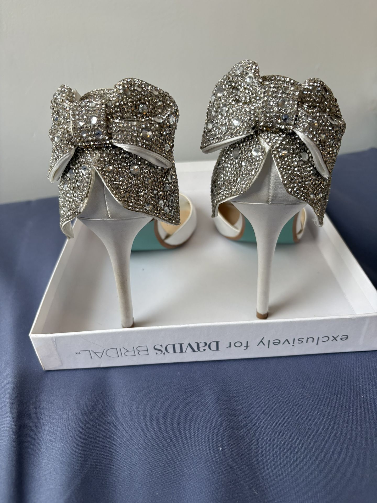 Betsey Johnson Crystal Bow Back Wedding Shoe