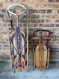 Vintage Trail Breaker and Yankee Wood Sleds – Pair Christmas