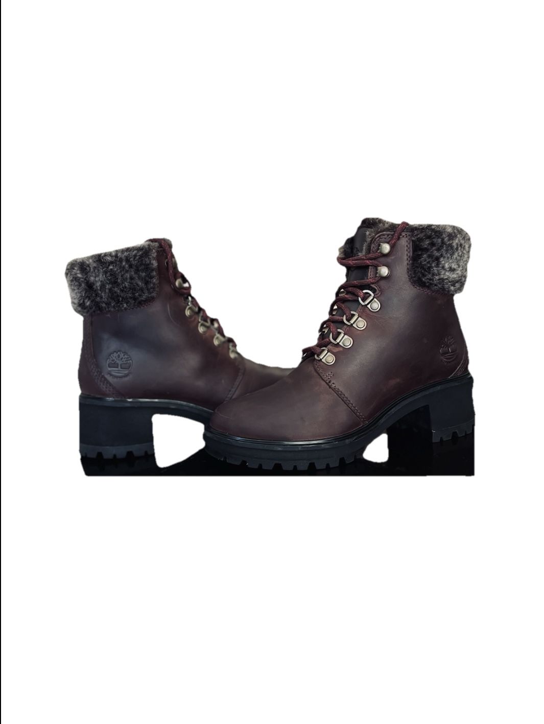 Timberland Brown Kinsley Waterproof Mid Hiker Boots A23H2 Faux Fur Women size 6