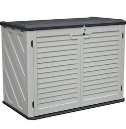 New in Box 25 c.f. Plastic Heavy-Duty Outdoor Storage Shed with Lockable Door and Removable Shelf